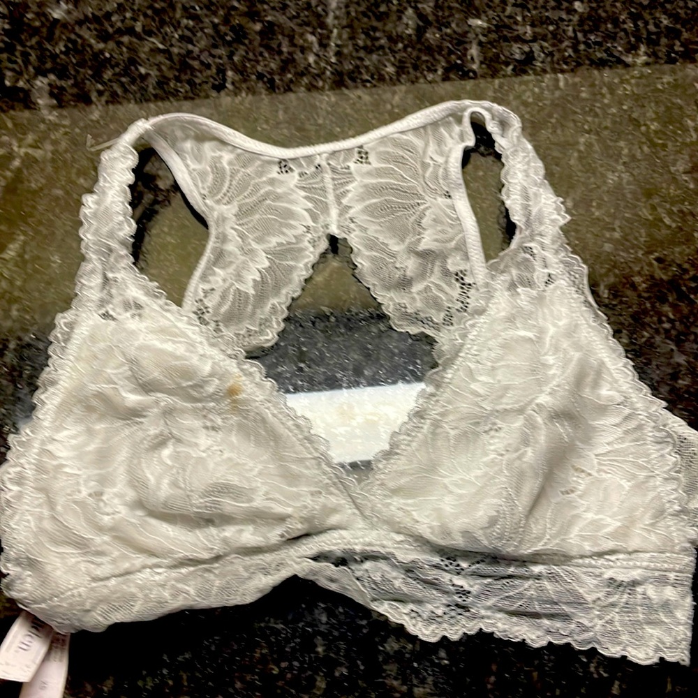 Butterfly laced gray bralette